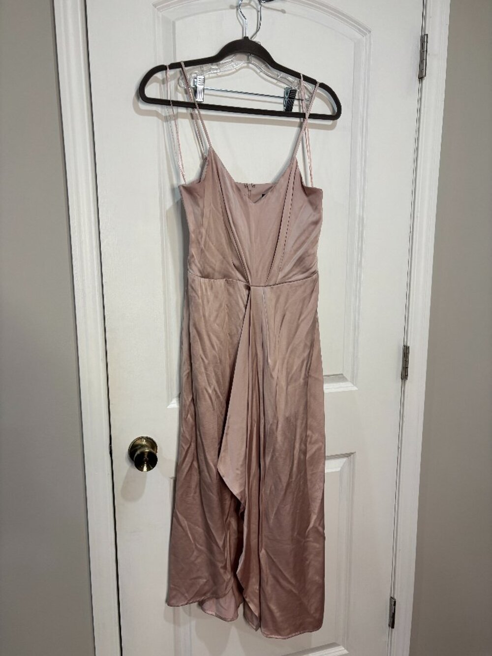 Express Light Pink Satin Draped Midi Dress Size Small (NWT w/Flaws)